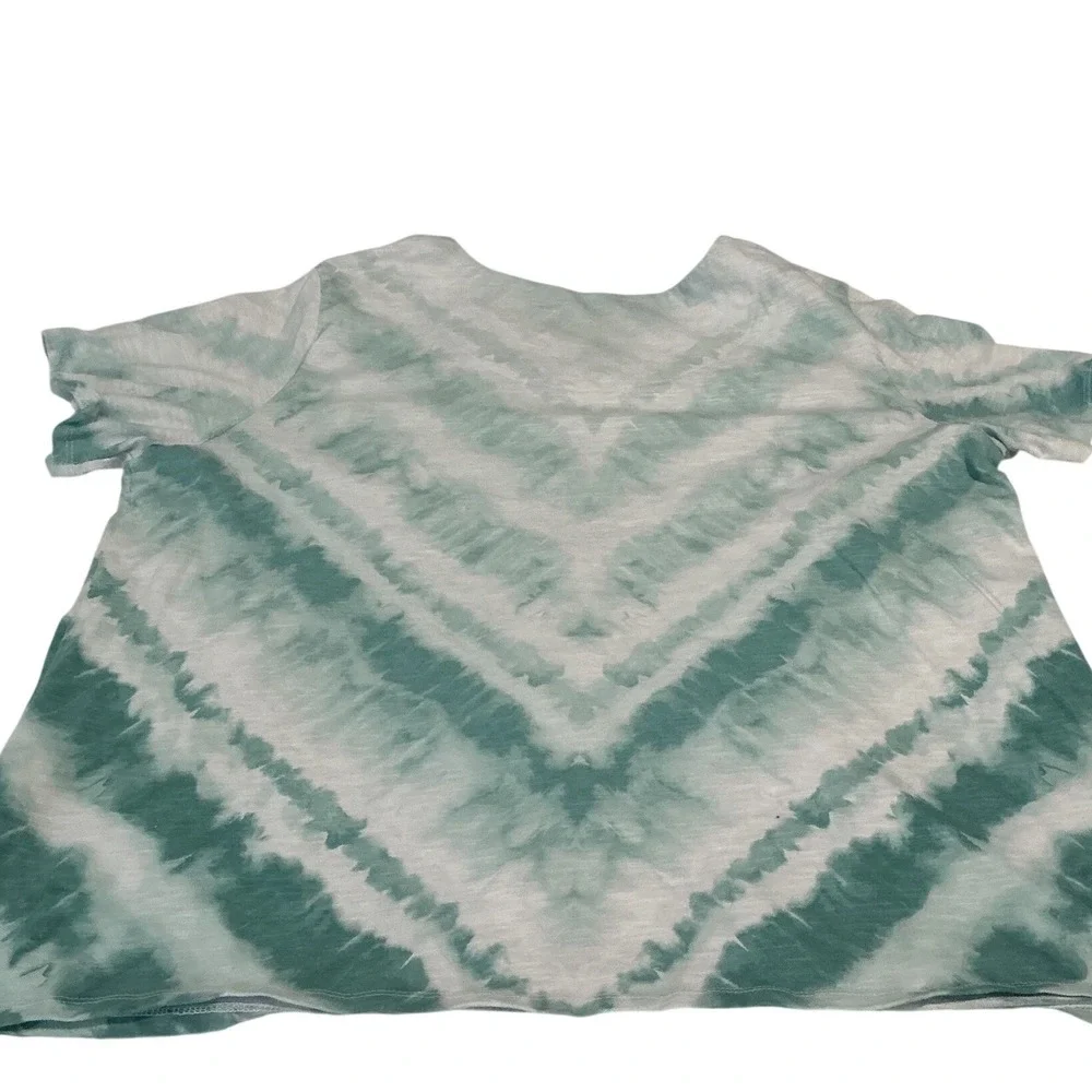 Alfred Dunner Top Womens XL Green Tie Dye‎ Embroidered Studded Slub